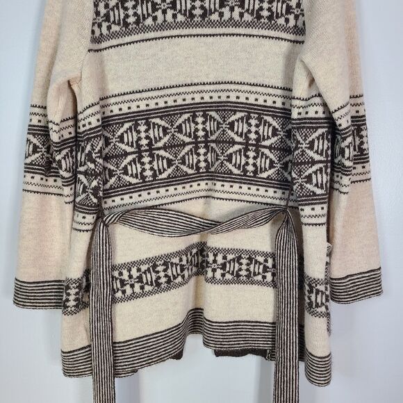 PENDLETON Wool Alpaca Discovery Cardigan Medium Petite Brown Cream Western FLAW - Picture 5 of 16